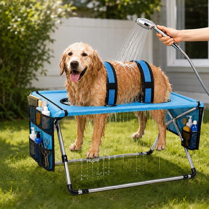 Foldable Pet Grooming Table Secure Strap Breathable Hanging Harness with Eight Holes for Picking Ears Nail Clipping Home