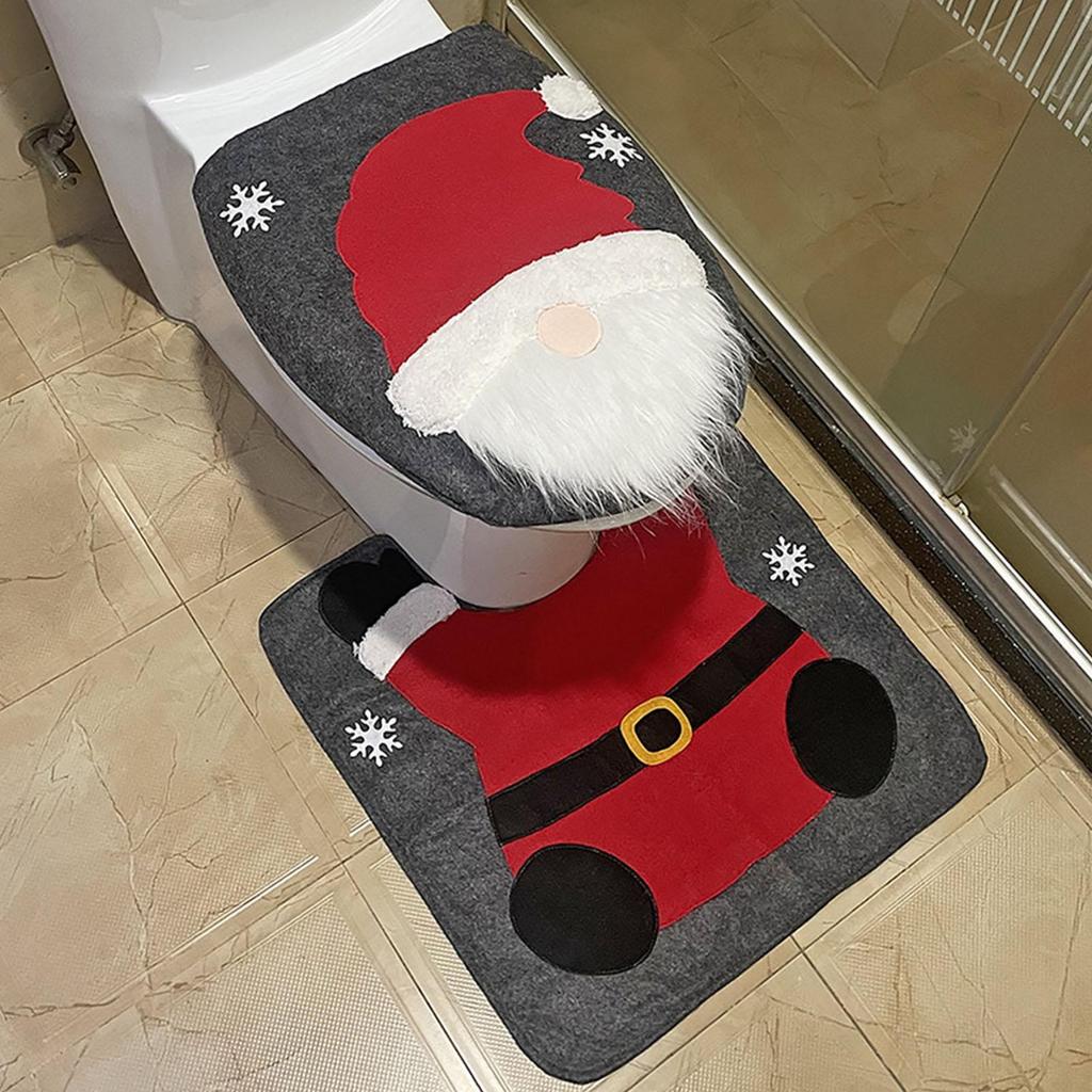 Rutschfeste Niedliche Weihnachts-WC-Sitzbezüge Kreative Weihnachtsmann-Badematte Weihnachtsbedarf für Zuhause Neujahrs-Navidad-Geschenk Deko