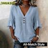Women's Fashion Casual Solid Color Print Short Sleeve V Neck Blouses & Shirts