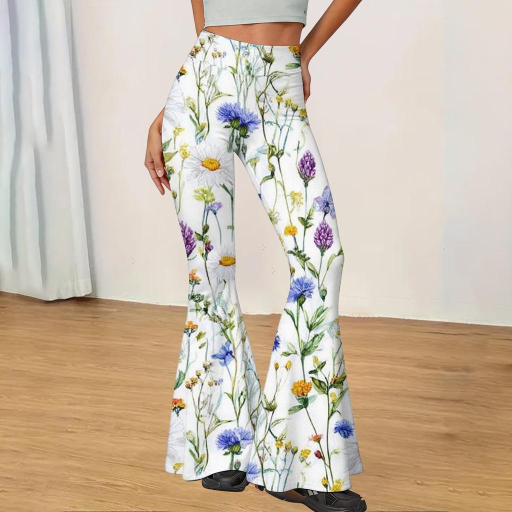 Women's High Waist Flare Yoga Pants - Slim Fit Casual Long Trousers for Daily Wear