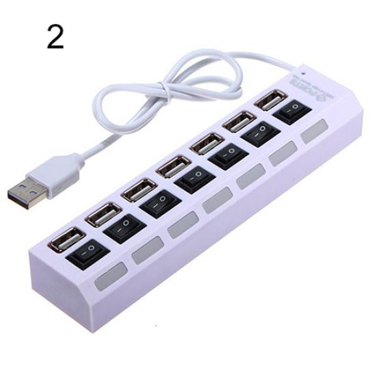 7-Port USB 2 High Speed Adapter HUB Splitter EIN/AUS-Schalter für Laptop-PC