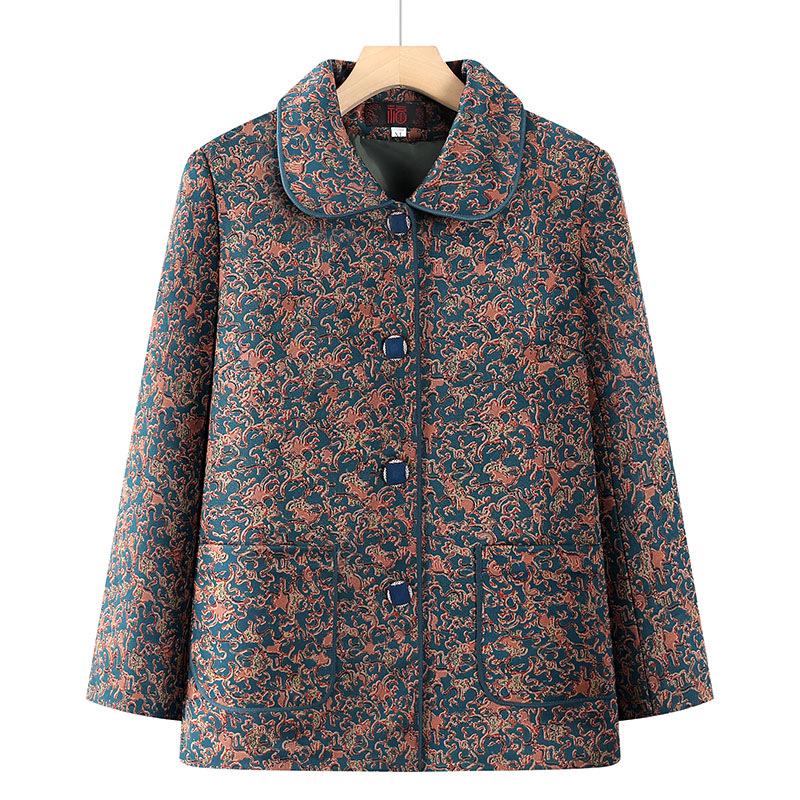 

2026 Vintage Grandma Coat - 60s & 70s Style, Elegant Middle-Aged & Elderly Women s Apparel XL (90-110 jin) синій