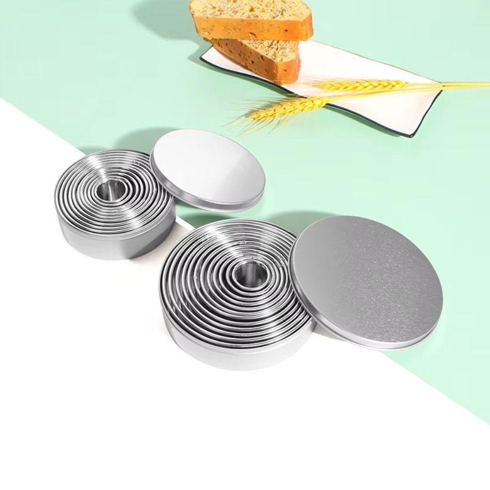 11/12pcs Stainless Steel Biscuit Mold 11/12PCS Set Round Shape Dough Cutter Dumplings Skin Mold Baking Pastry Mold Pastry Making