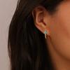 CAOSHI Chic Blue Flower Hoop Earrings Female Daily Zircon Teen Girls Gift Dainty Gold Color Ear Loops Accessories for Women