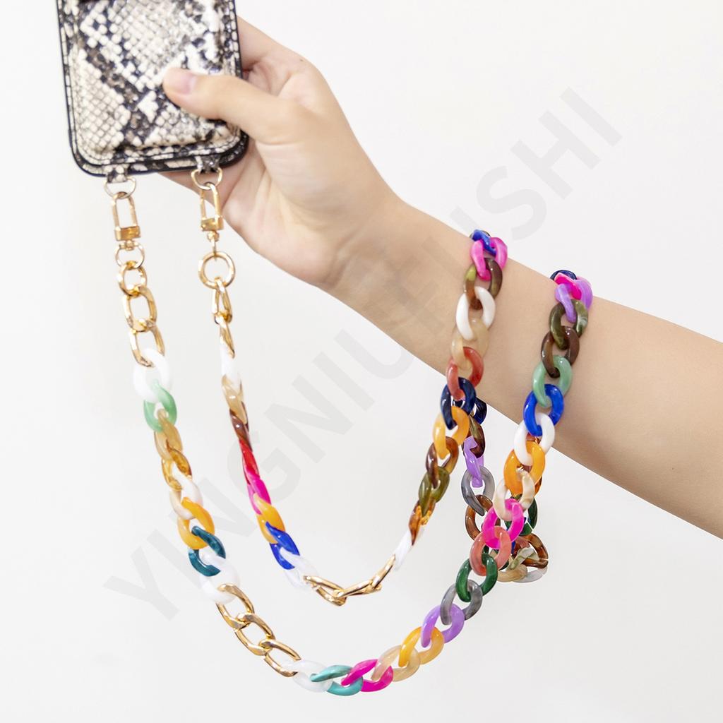 New acrylic color neck anti-lost mobile phone chain, convenient messenger hand carry fashionable mobile phone case hanging chain