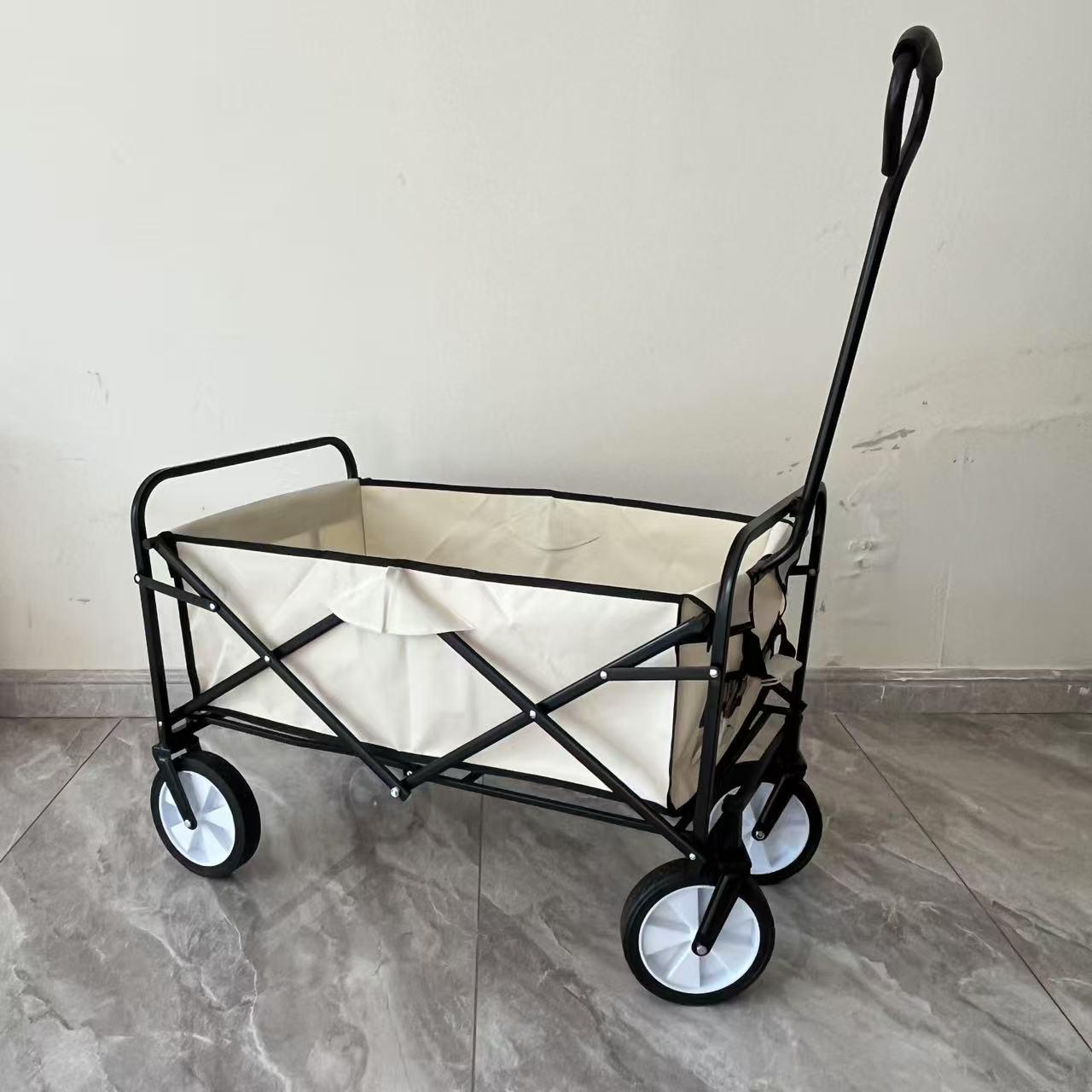 Foldable Outdoor Stall Pushcart – Movable Four-Wheel Camping and Market Cart белый