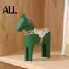 Conjunto de Cavalos Dala Suecos Figura de Cavalo de Tróia Pintada à Mão, Estátua de Madeira Maciça para Decoração de Casa Nórdica, Ornamento Decorativo Rústico para Mesa de Casa de Campo