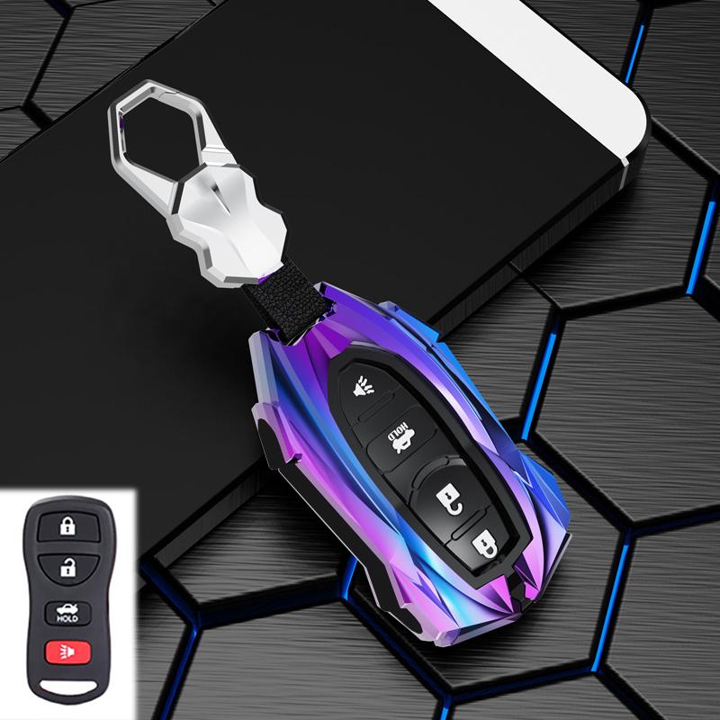 Zinc Alloy Car Key Cover For Nissan 350Z Maxima Sentra Armada Titan Kicks Murano Smart Remote Control Protect Case Keychain