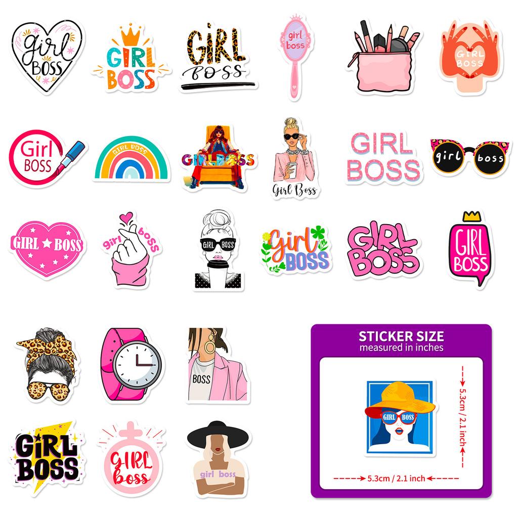 50 New Products Girl Boss Cute Style Girl Personality DIY Decorative Stickers Waterproof Gum Stickers
