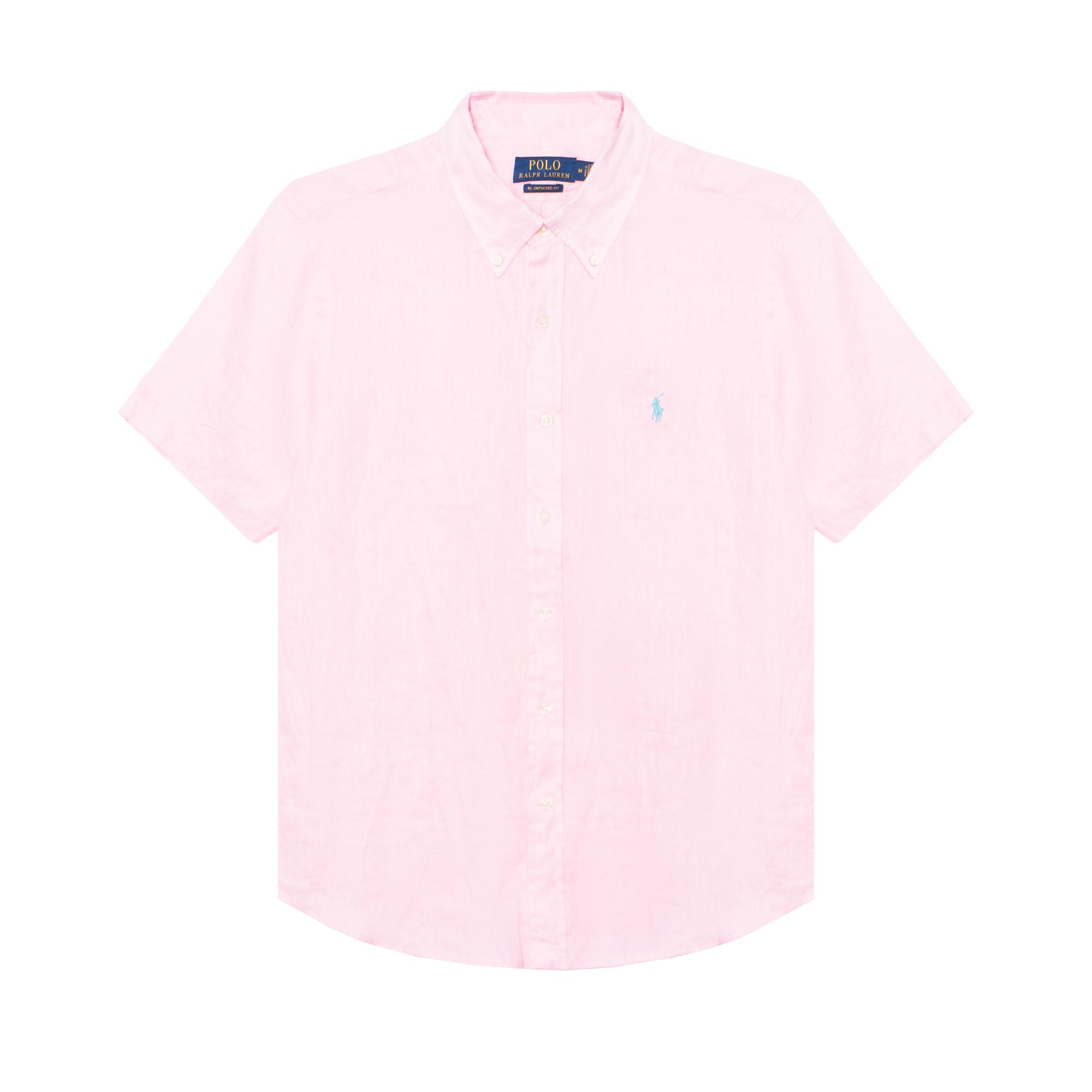 

Polo Ralph Lauren Ss23 Однотонная однобортная рубашка с коротким рукавом и вышитым логотипом Мужские рубашки Розовая 710866964-002 L