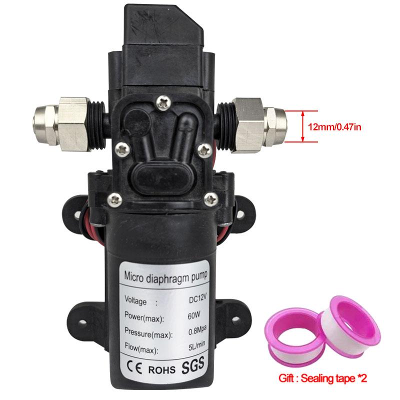 High Pressure Diaphragm Pump Mini Electric Self-priming Pump Water Washing Machine Pesticide Spraying,DC12V 120PSI 60W 5L/Min