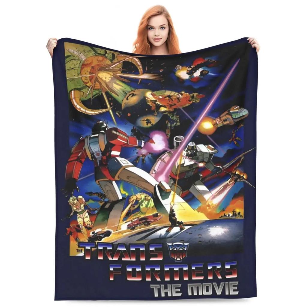 Cartoon Transformers Autobots Throw Blanket Flannel Bedspread For Couch Chair Sofa Bed Novelty Cover
