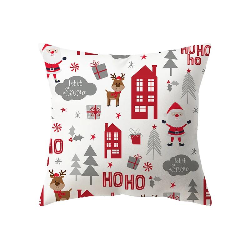Merry Christmas Cute Santa Claus Snowman Print Pattern Cushion Cover Home Living Room Sofa Decoration Pillow