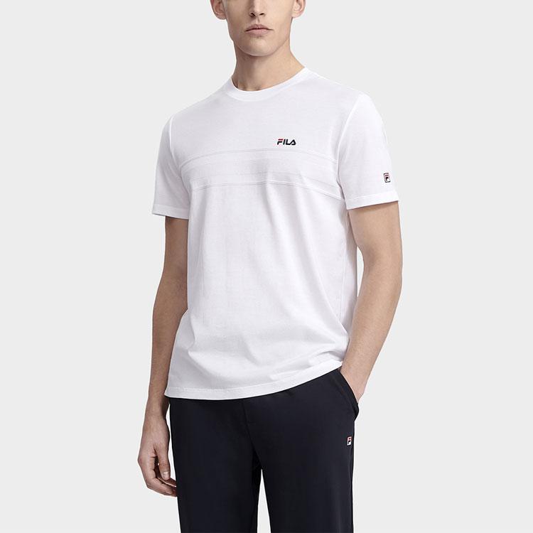 Fila Embroidered Logo Casual Round Neck Printed Short Sleeve T-Shirt Men Tops Standard-White F11M321113FWT