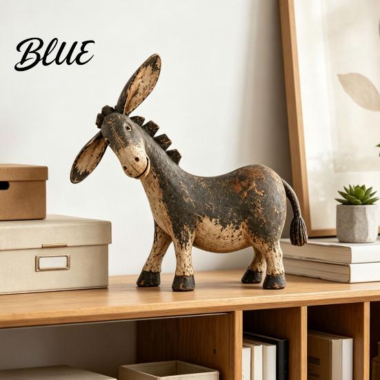Rustic Shelf Accents Donkey Figurine Vintage Farm Style Animal Statue Whimsical Tilted Nostalgic Country Home Accessories Head Ornament for