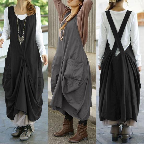 dungaree long frock
