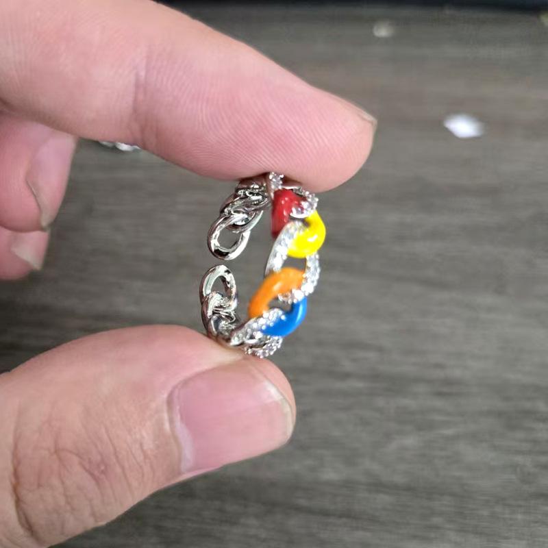 

Французское ретро кольцо-цепочка с каплевидной глазурью, с высококлассным и нишевым дизайном, кольца с открытым ртом opening adjustable разноцветный