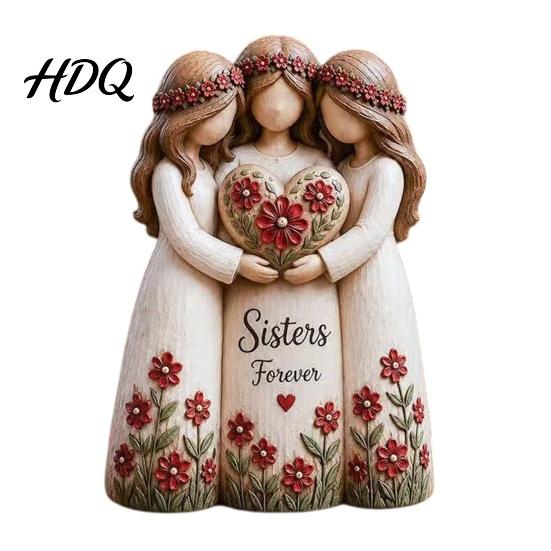 Best Friend Statue Sisterhood Statue Sisters Forever Handcrafted Resin Sculpture with 2 Sister Bond Decoration 3 4 Figurines Friendship Gifts for