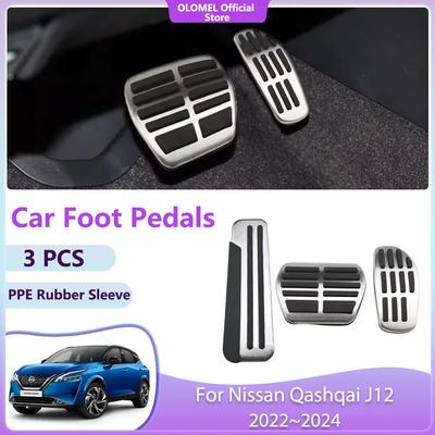 For Nissan Qashqai J12 2024 2024 2024 Stainless Steel Car Foot Pedals Brake Non-slip No Drilling Alloy Covers Parts Accessories