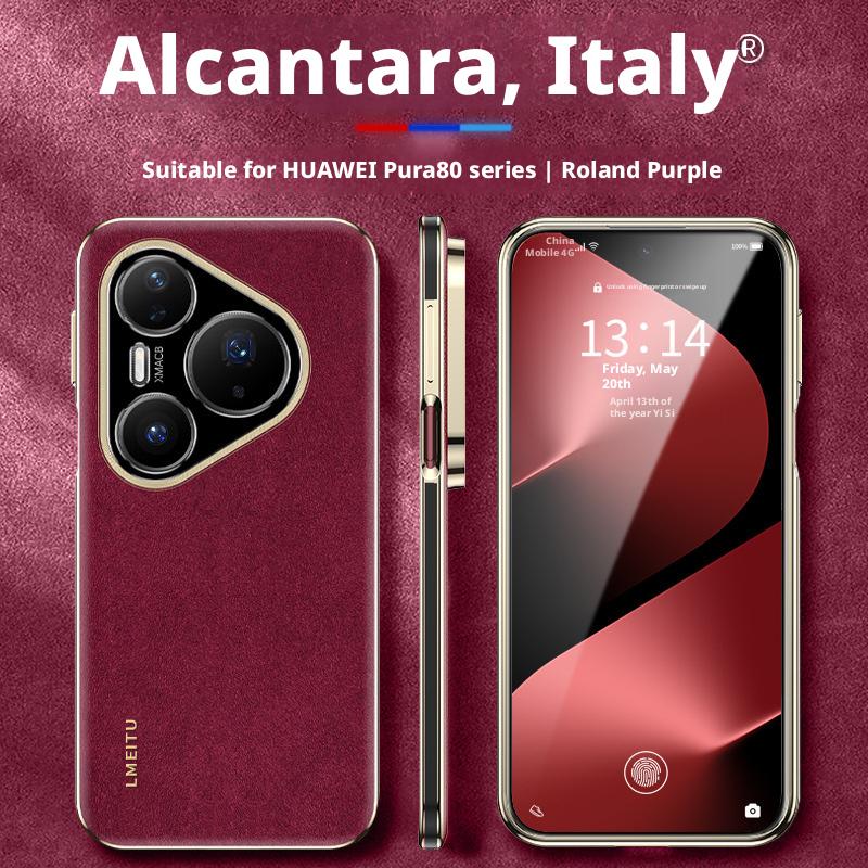Luxury Premium Genuine Leather Phone Case For Huawei Pura 80 70 Pro Pro+ Ultra Lens Protector Bracket Full Protection Cover
