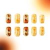 24 Pcs Pumpkins False Nails Short Square Full Cover Stick on Nails Thanksgiving Nails Press On Nails Manicures Supplies