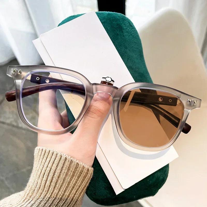 Trendy Women Men's Sunglasses for Myopia Glasses Vintage Square Frame Photochromic Minus Eyewear Anti Blue Light Eyeglasses
