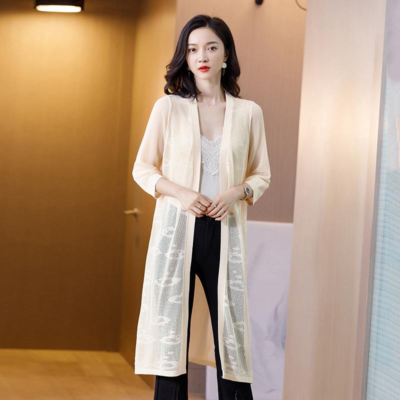 

Шаль из ледяного шелка, куртка-кардиган, тонкая женская верхняя одежда средней и длинной вязки, накидка, солнцезащитная одежда, новинка лета, солнцезащита XXL абрикосовый