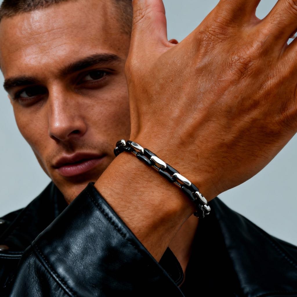 Trendy Men's Chain Bracelets,Black White Splicing Handmade Chain Wristband,New Minimalist Jewelry Gify