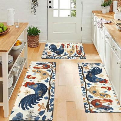 1 Pieza Alfombras Antifatiga para Cocina Estampado de Gallo Impermeables Antideslizantes Gruesas Acolchadas Esterilla para Cocina de Uso Rudo Confort Esterilla para Estar de Pie para Cocina Baño
