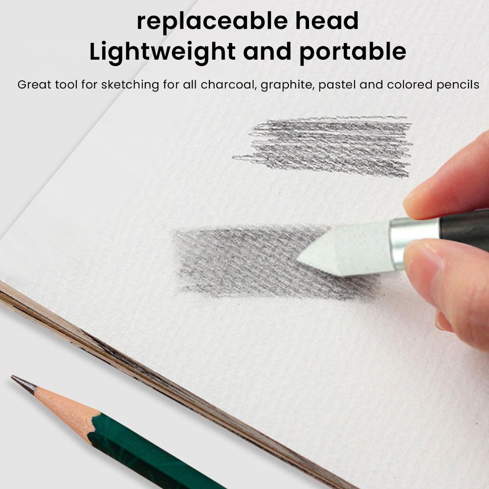 1set Replaceable Head Kneaded Eraser Blending Tool Moderate Friction Sketch Rubbing Pen For Drawing