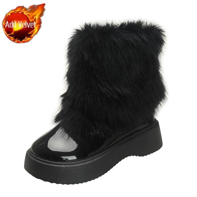 

Женские зимние ботинки на платформе с круглым носком, с мехом, 2025 новинка, удобные и элегантные, готические, Y2k, необычные, горячие ботильоны 35