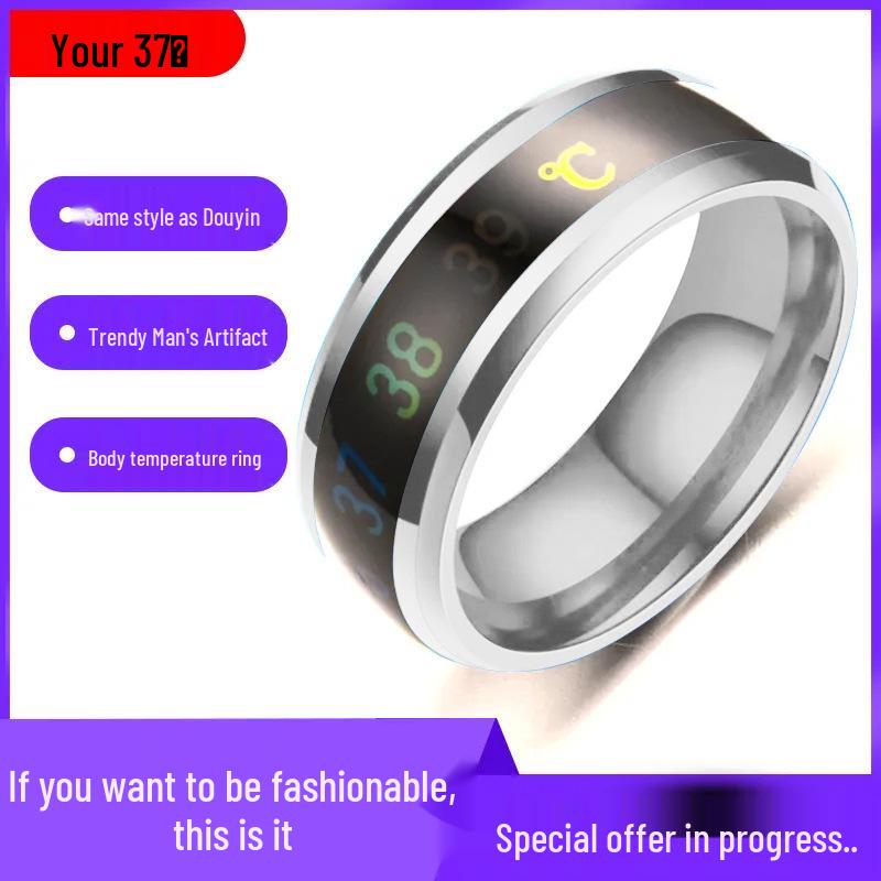 

Мужское меняющее цвет умное титановое кольцо-мизинец, чувствительное к температуре