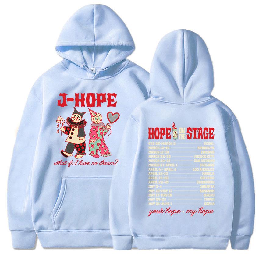 Dámské oblečení J-Hope na turné The Stage 2025 Mikiny s dlouhým rukávem a kapucí Estetické mikiny s potiskem korejského zpěváka