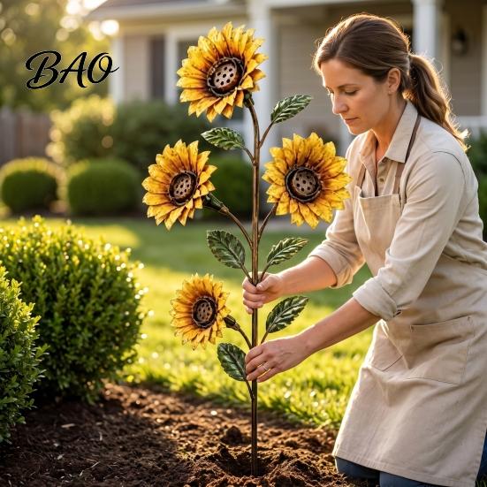 Easy Clean Hummingbird Station Vintage Sunflower Feeder, Metal Garden Stake Water Station, Decorative Outdoor Backyard Decorations Floral Bird Feeding