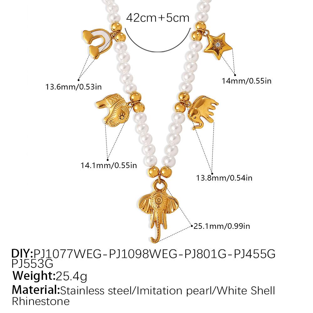 Pearl String Multi-Pendant Necklace Bracelet Cute Bear Smiley Element Sweet Wind Jewelry Set