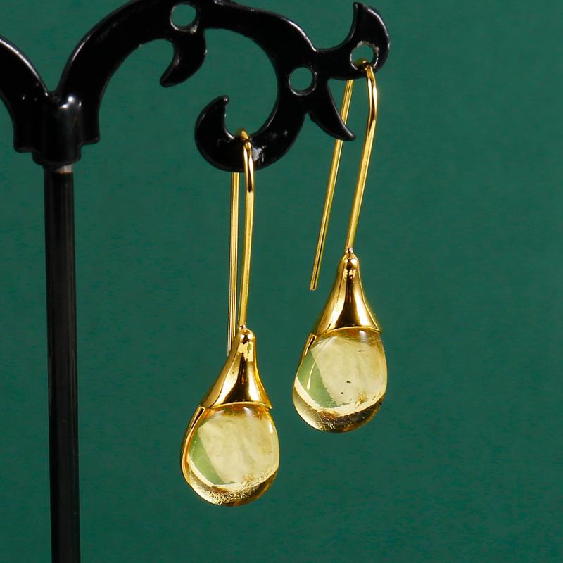 Trendy Women Earrings 8 Colors Delicate Gold Color Inlay Natural Stone Hook Dangle Earrings for Women Wedding Engagement Jewelry