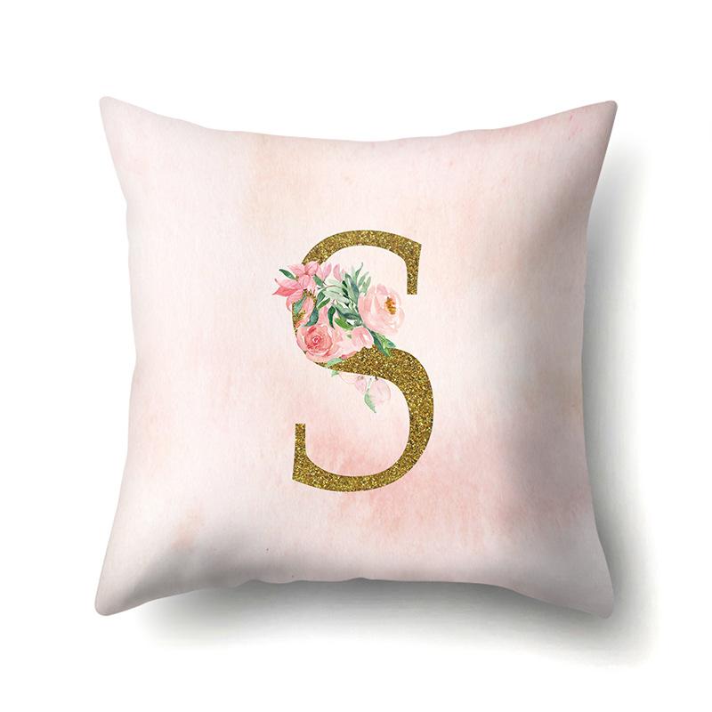 Polyester Pillowcase Home Fantasy Watercolor Print Pillowcase 26 English Letter Cushion Cover