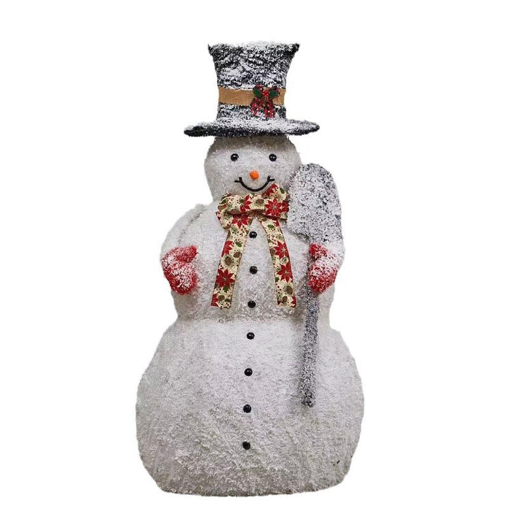 Lighted Snowman for Christmas Decoration,Flocked Snowman Decor with LED Lights, Glittered Standing Holiday Display for Outdoor