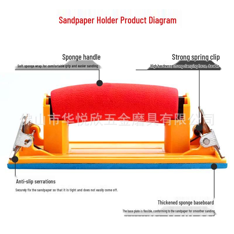 Durable Handheld Sanding Block for 9x3.6 Inch Sandpaper - Thickened Clamping Tool for Manual Use