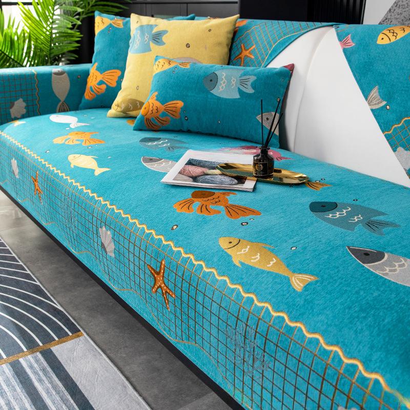 

Подушка для дивана Четыре сезона Универсальная Простая Современная Шенилл Высококлассная Нескользящая Подушка для сиденья Чехол для дивана Все включено Универсальный чехол 70*70CM