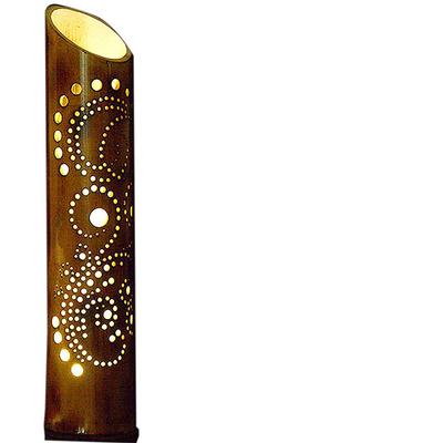 Lanterne en bambou Paisley Joshu Kaguya, Lumière en bambou pour le camping, Bande lumineuse LED blanc chaud avec prise USB et convertisseur d'alimentation secteur, cpt-t00260-OS