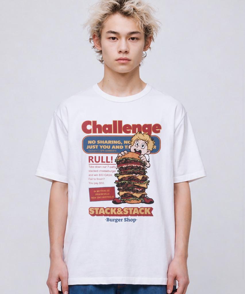 QT8 GARMENTS Lb Burger Challenge Washed Tee (Ivory)