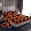 Halloween-Themed Pumpkin Pattern Bed Hat Four-Piece Bedding Set Bedroom Dormitory Bedding Decoration