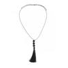 Ingemark Trendy Simple Black Acrylic Round Beads Long Necklace for Women Vintage Adjustable Rope Chain New Jewelry Accessories