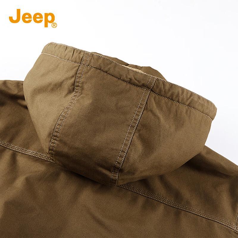 JEEP Men's Detachable Hooded Fleece Lined Cotton Jacket