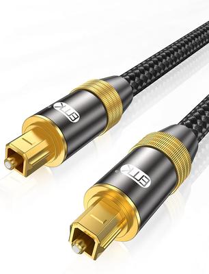 EMK Optical Digital Cable 8M Toslink Optical Cable Gold-Plated SPDIF Optical Fiber Cable High Durability for PS4 Soundbar TV Speakers Black