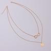 Trendy geometric 8-character disc pendant necklace female, simple double-layer fashion metal necklace