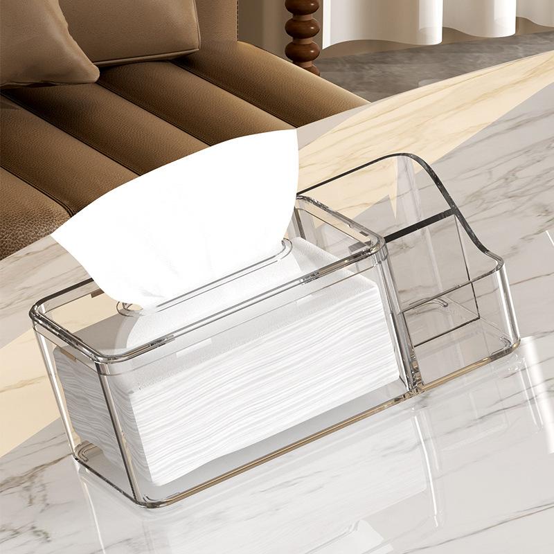 Simple Storage Tissue Box Tissue Drawer Living Room Transparent Light Luxury Partitioned Tissue Storage Box