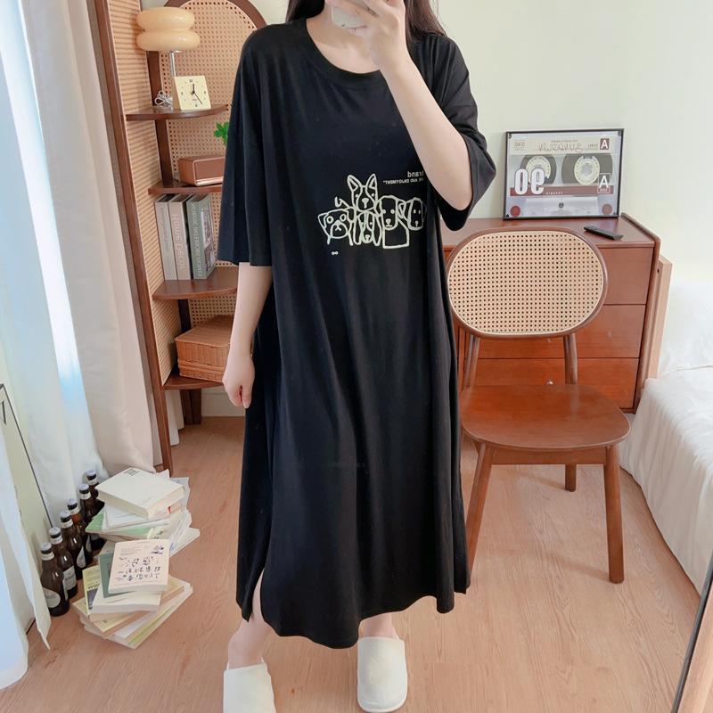 Tall Long 2026 New Korean Version Large Size Fat Mm Summer T-shirt Skirt Loose Ankle Short Sleeve Dress