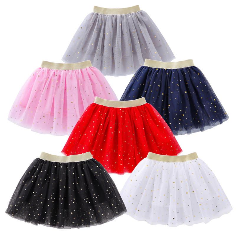 Children's Skirts Girls Summer Lace Baby Mini Tutu Skirts Stars Glitter Dance Sequin Birthday Party Skirt Kids